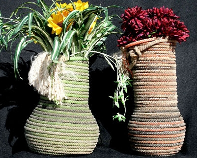 Необычная простота: декор вазы джутовой веревкой